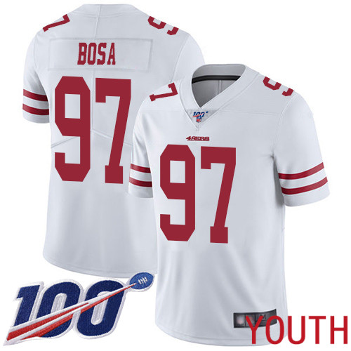 San Francisco 49ers Limited White Youth Nick Bosa Road NFL Jersey #97 100th Season Vapor Untouchable->youth nfl jersey->Youth Jersey
